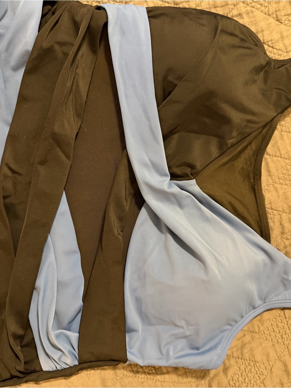 Colorblock Black and Light Blue One-Piece Swimsuit